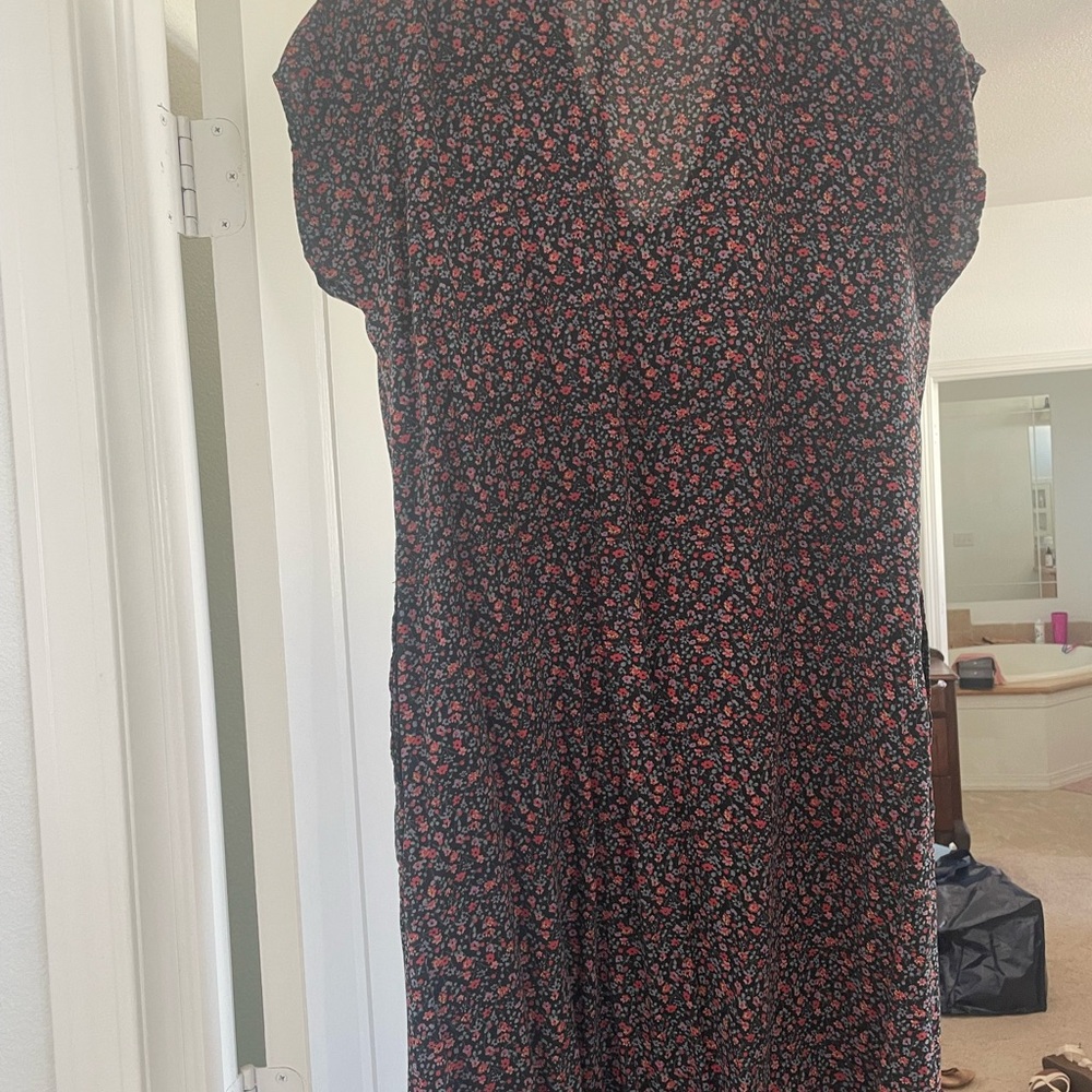 Floral Black and Red Women's Dress